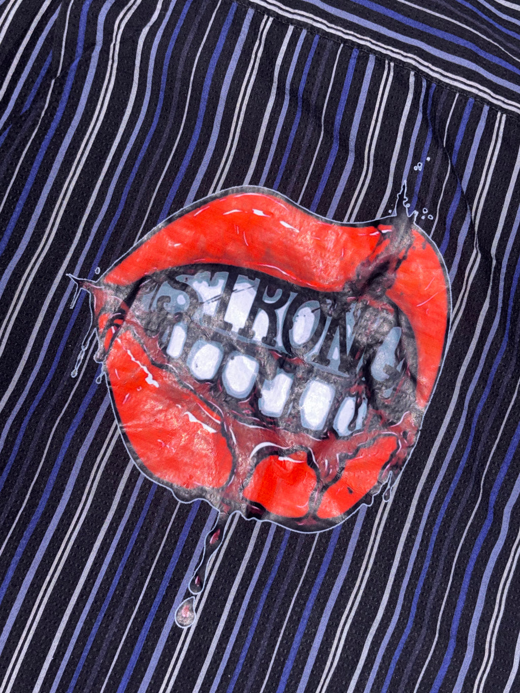 Statement Red Lips Striped Boxy Shirt