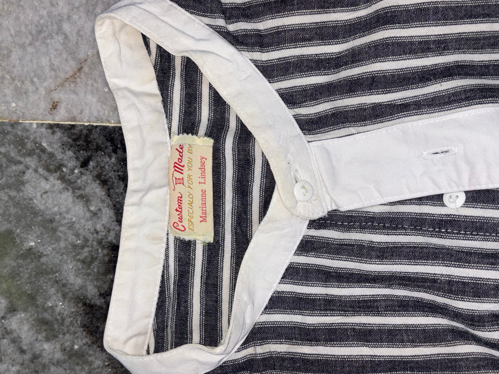 Vintage Vibe Striped Boxy Shirt with Retro Back Print