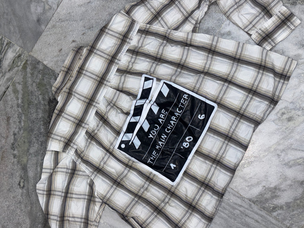 'Main Character' Movie Clapperboard Boxy Plaid Shirt