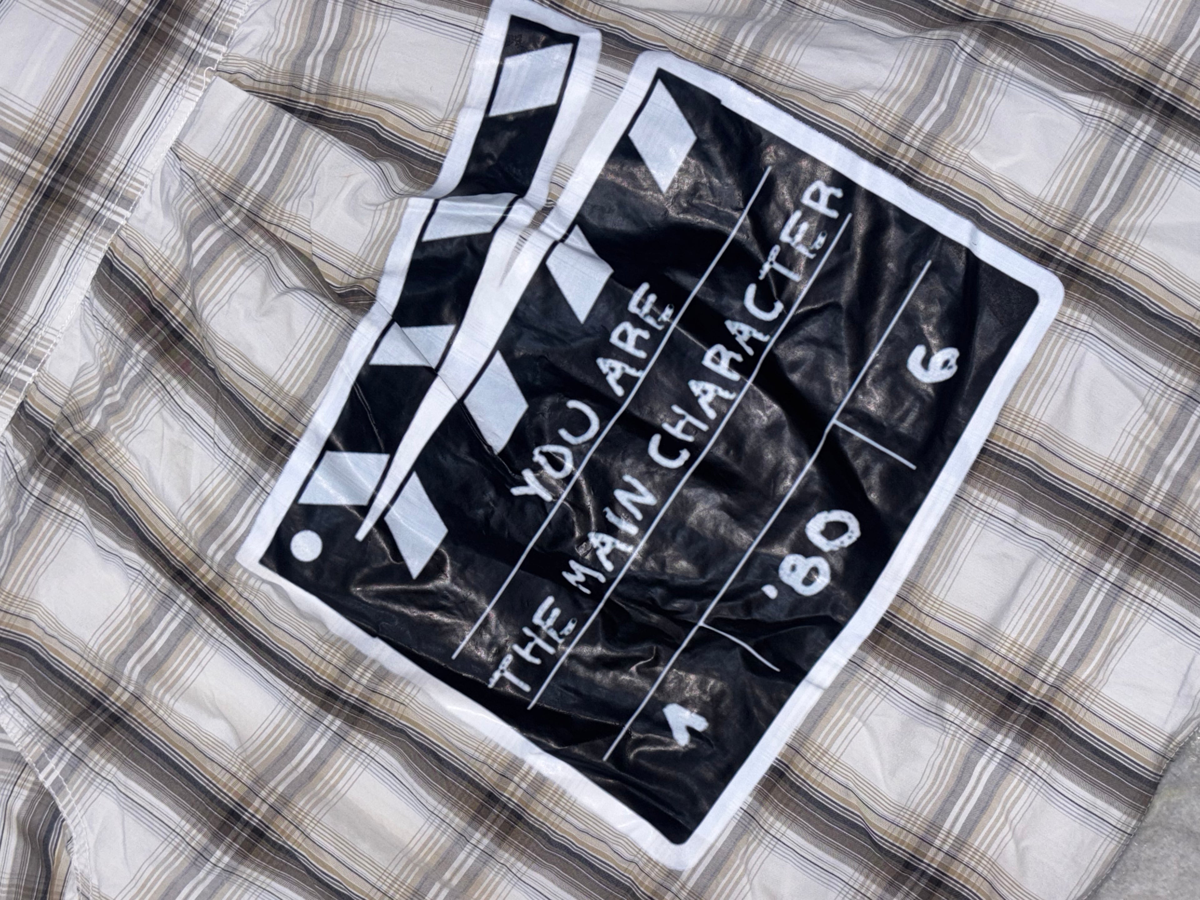 'Main Character' Movie Clapperboard Boxy Plaid Shirt