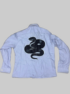Light Blue Boxy Shirt with Black Cobra Back Patch