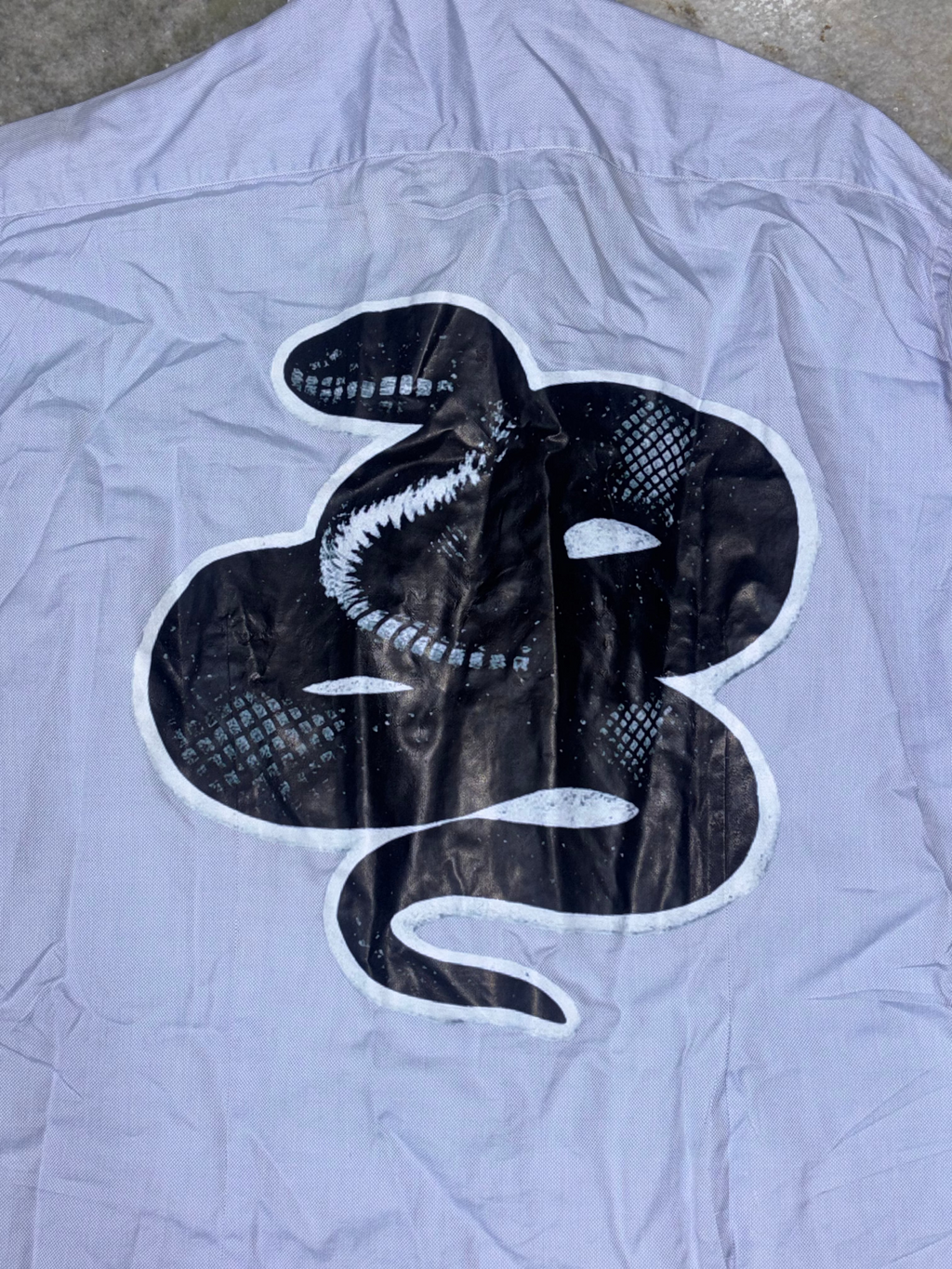 Light Blue Boxy Shirt with Black Cobra Back Patch