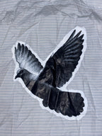 Light Striped Boxy Shirt with Flying Pigeon Back Print