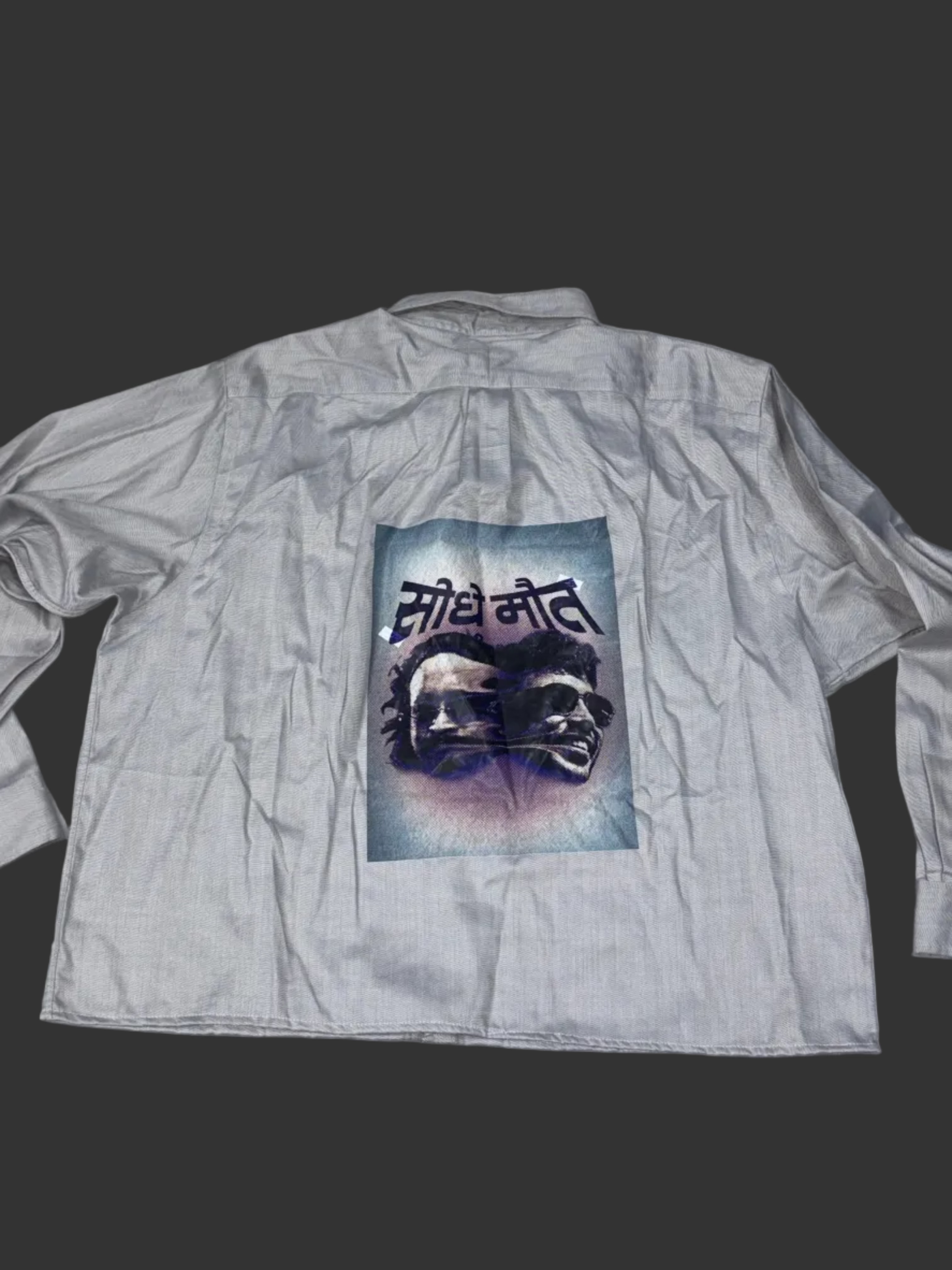 Grey Minimalist Boxy Shirt with Seedhe Maut Back Print