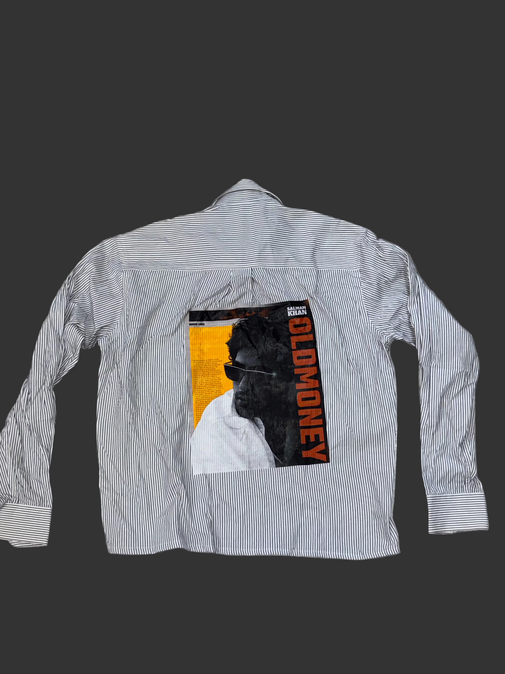 Striped Boxy Shirt with 'Old Money' Salman Khan Back Graphic