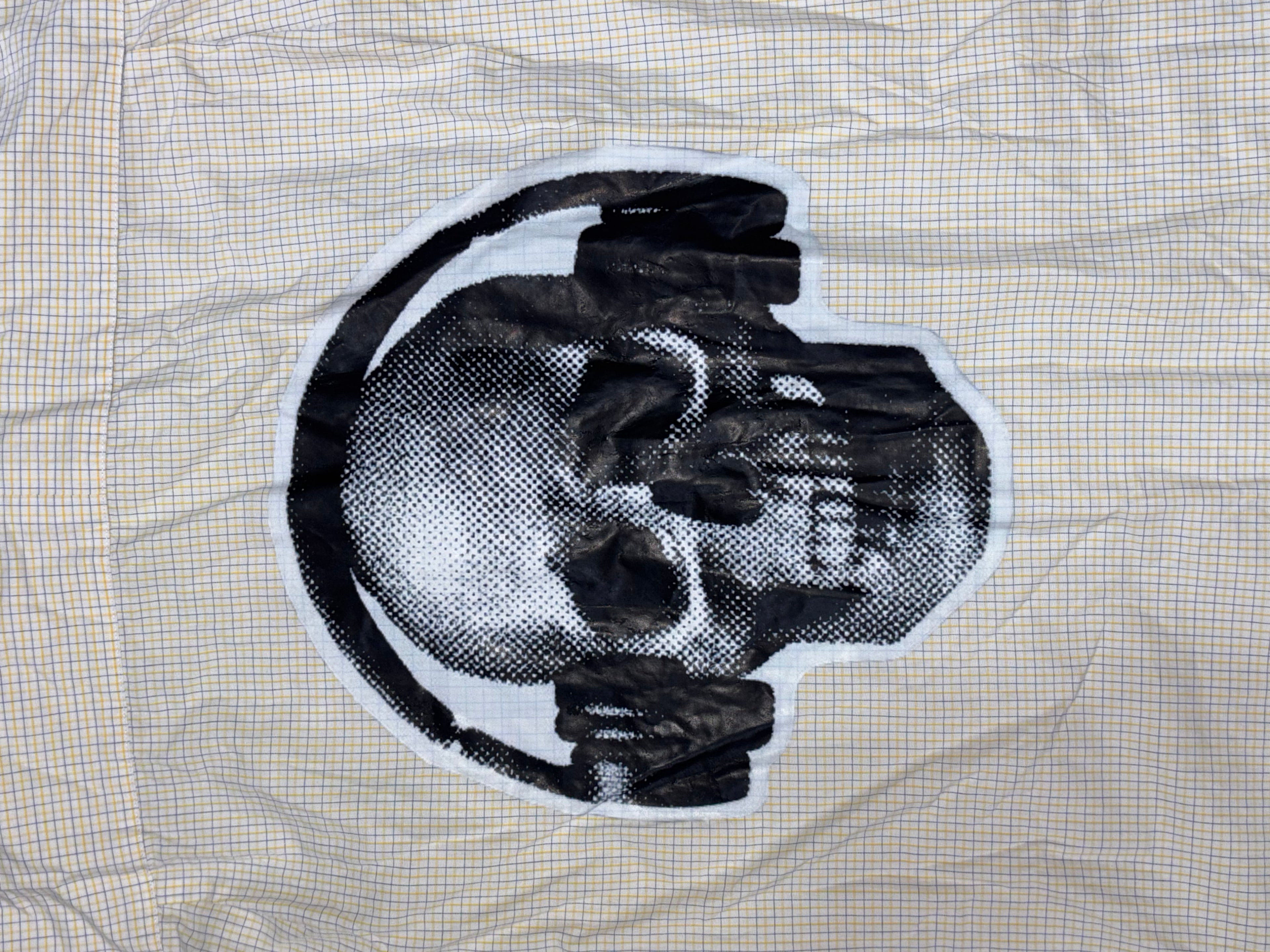 Off-White Boxy Shirt with Skull & Headphones Back Print