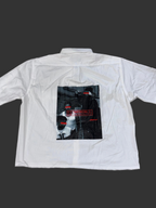 White Boxy Shirt with 'Restricted' Censored Back Graphic